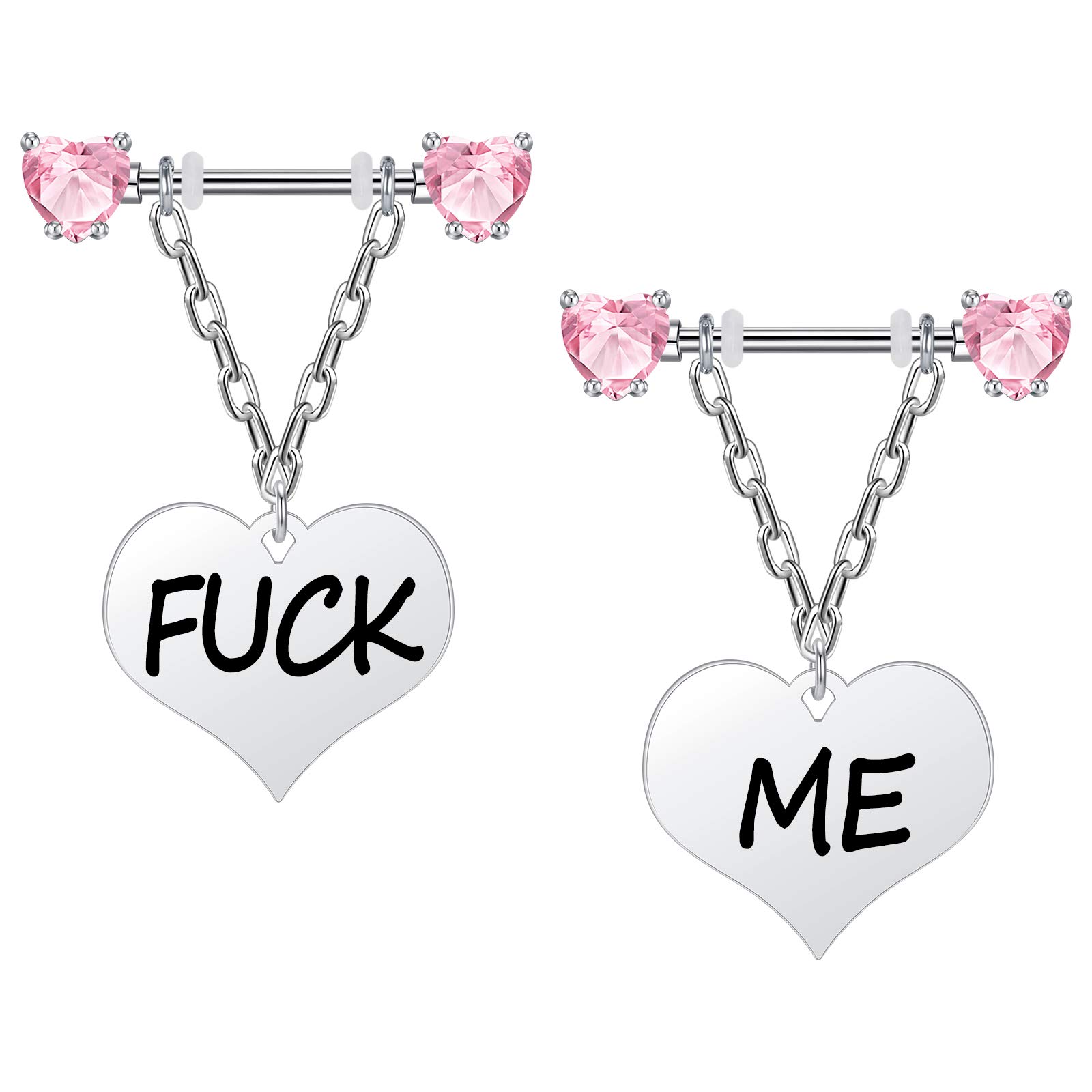 Crdifu 1 Pair Nipple Bar Nipple Rings 16mm Barbell with Dangle 14G Stainless Steel Nipple Piercing Jewellery