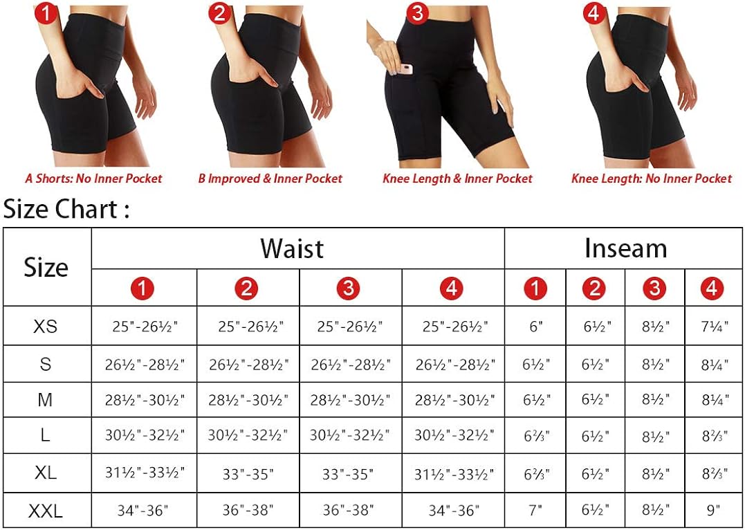 ChinFun Yoga Shorts for Women High Waist Tummy Control 4 Way Stretch Workout Running Shorts Side Pockets: Clothing