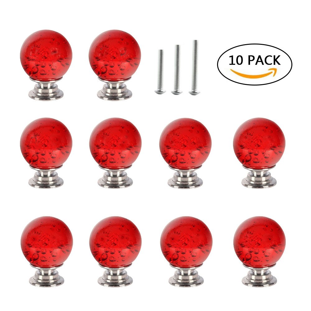 10PCS Cupboard Door Drawer Knobs,Yishik Crystal Knobs for Wardrobes Cabinet with 3 Length Screws for Furniture Kitchen Home Decorating