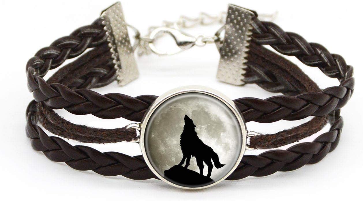 Full Moon Wolf Bracelet Child Boy Custom Art Picture Jewelry Personalized