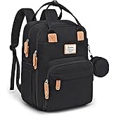 RUVALINO Diaper Bag Backpack, Multifunction Travel Pack Maternity Baby Changing Bags, Large Capacity, Waterproof, Black