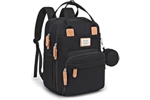 RUVALINO Diaper Bag Backpack, Multifunction Travel Pack Maternity Baby Changing Bags, Large Capacity, Waterproof, Black