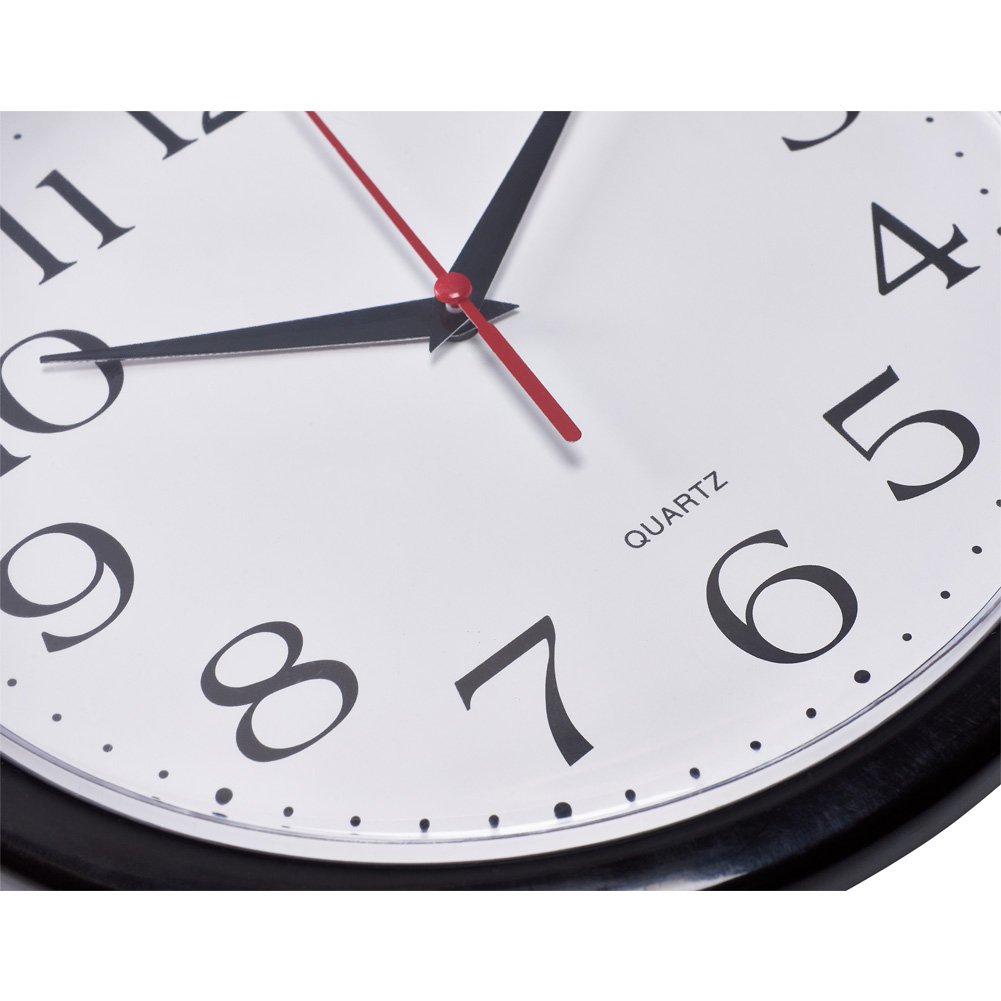 Large Wall Clock Indoor Outdoor Battery Powered Analog Black Bold