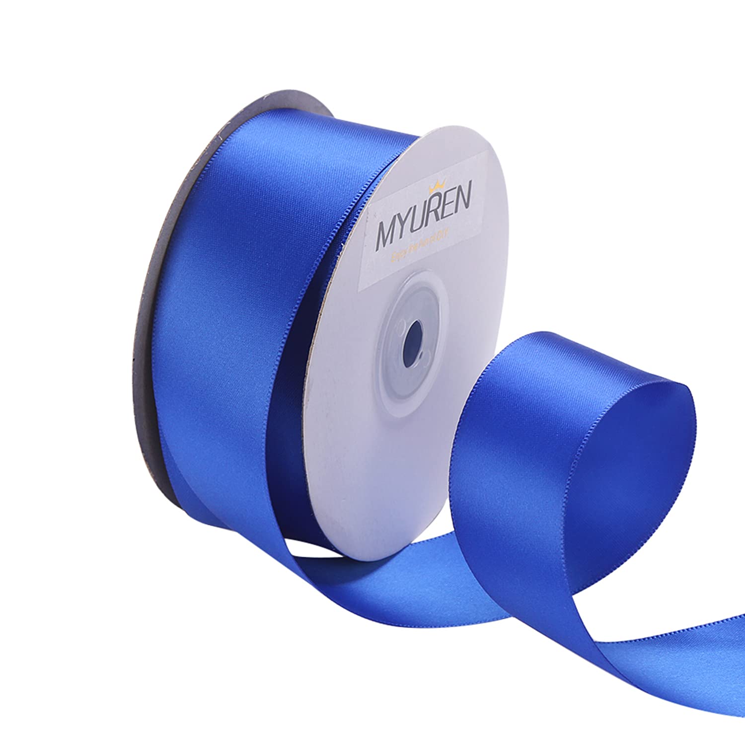 38mm Wide Double Faced Royal Blue Polyester Satin Ribbon for Crafts, Wedding, Gift Wrapping, Bow Making,Party Decoration, Christmas Tree Deco (22.5 Meters)