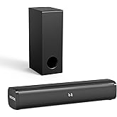 Wohome Sound Bar for Smart TV with Wired Subwoofer, 2.1 CH Small TV Soundbar Speakers, Support Bluetooth 5.3/ARC/Optical/AUX/USB Connectivity, S100 Pro, Black