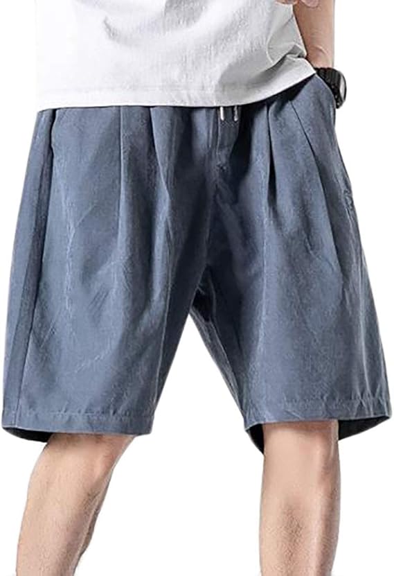 H&E Men's Casual Basketball Sport Elastic Waist Drawstring Baggy Training Shorts Lake Blue Large