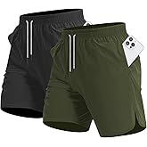 CANGHPGIN 2 Pack Men's Running Athletic Shorts 7'' Quick Dry Sports Gym Shorts with Pockets, Exercise Workout Shorts Men