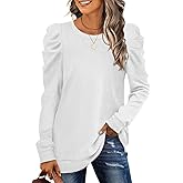 LCXWFE Womens Puff Sleeve Tops Dressy Casual Crew Neck Long Sleeve Shirts Tunic top