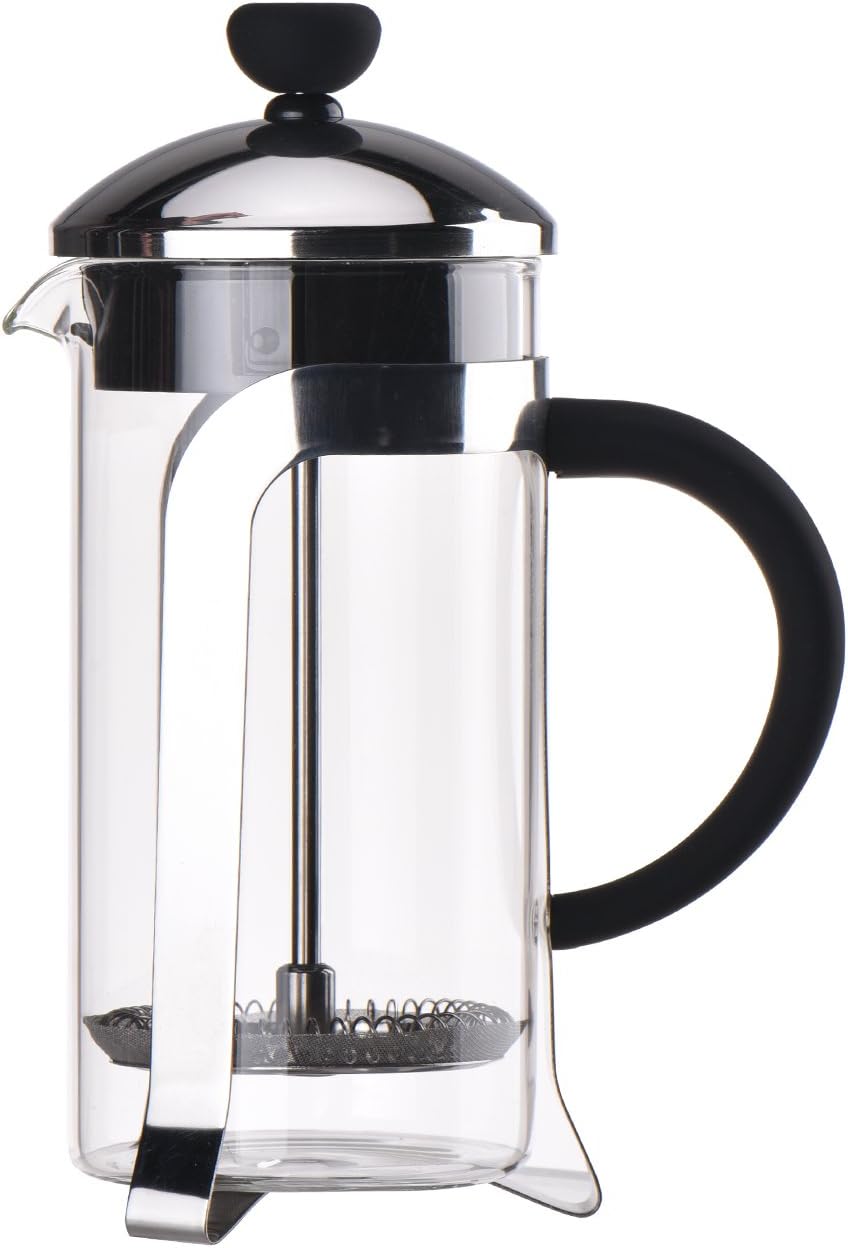 French Press Stainless Steel Cafetiere Coffee Maker Tea Pot Heat Resistant Glass Gift Mug Camping Mini 12oz/350ml
