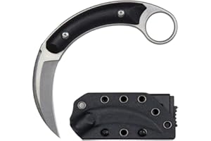 Ccanku C16901 Fixed Blade Knives D2 Steel G10 Handle Outdoor Survival Claw Knife,Camping EDC Tools, Kydex Sheaths(Silver)