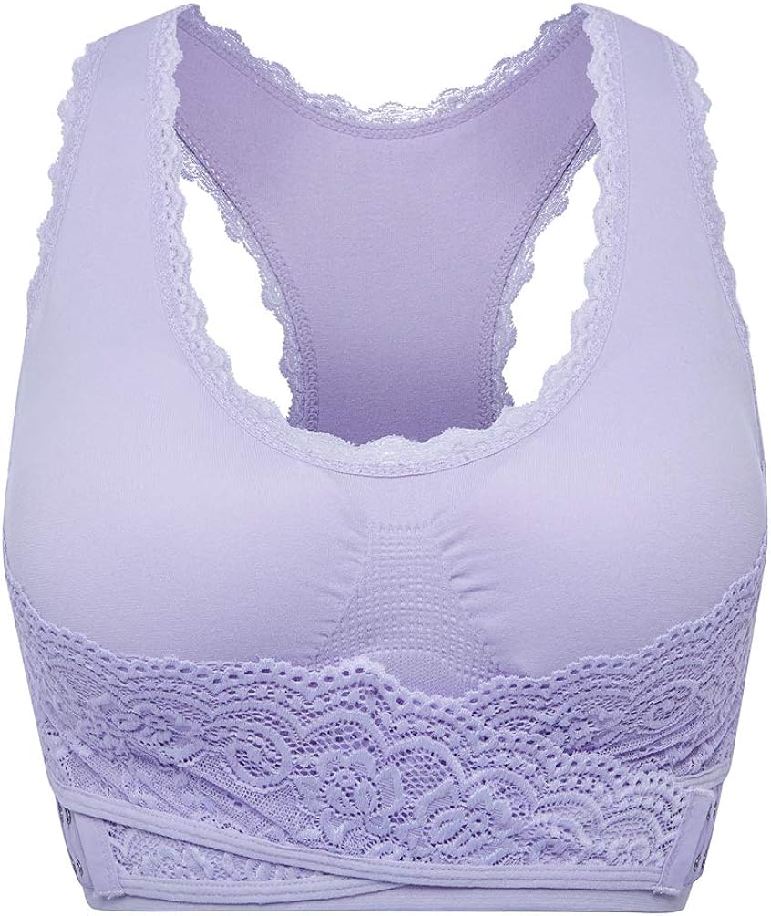 Women's Seamless Lace Racerback Sports Bras Cross Front Side Buckle Yoga Lounge Bra Workout Activewear at  Women’s Clothing store