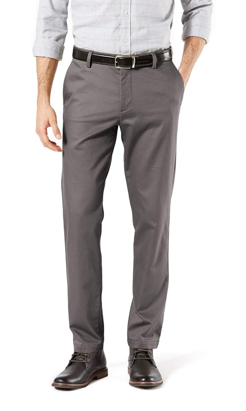 Dockers Men's Slim Fit Signature Khaki Lux Cotton Stretch Pants, Magnet, 34W x 29L
