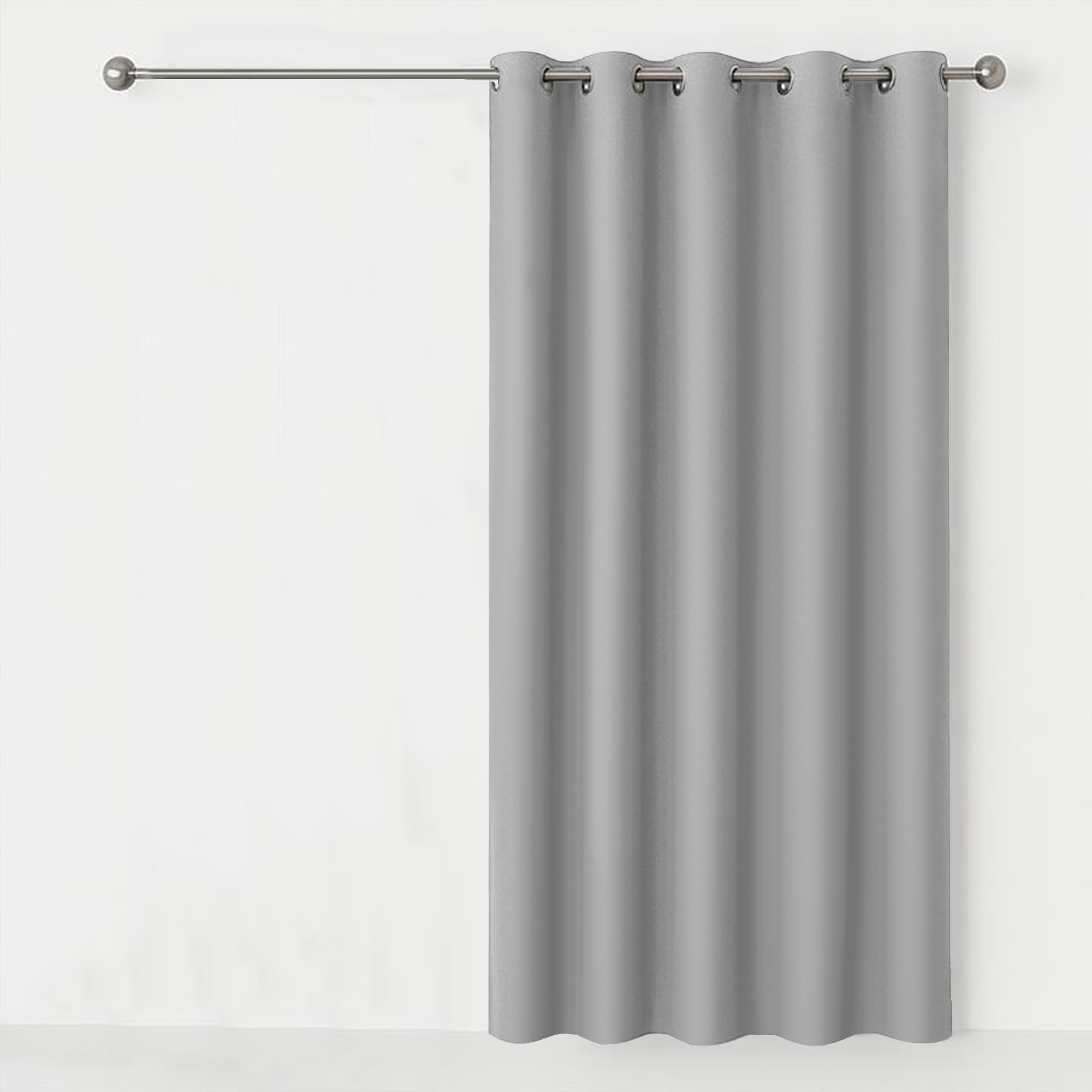AMEHA Eyelet Blackout Curtains 66X84 Inch Super Soft Thermal Insulated Black Out Light Grey Curtains for Living Room Darkening Window Treatment 1 Panel with Tieback