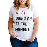 KIMIKAL White Women's Plus Size 22 Tee Shirts- A Lot Going On At The Moment Shirt, Summer Casual Short Sleeve Tops Printed