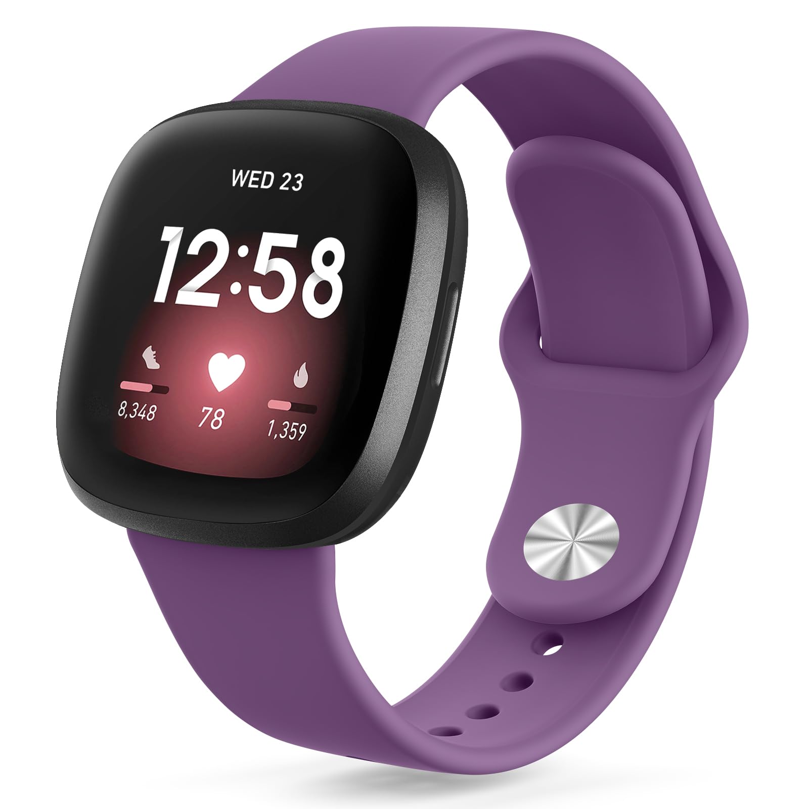 For Versa 3/4/Sense Strap - Soft Silicone Adjustable Replacement Strap for Women & Men (Purple) — image 1