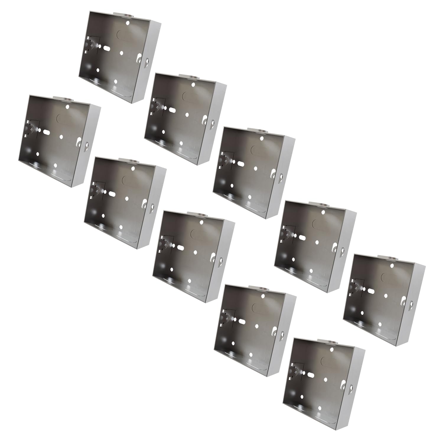 rhinocables Metal 1 Gang Single Socket Back Box, Single Pattress Box Mount, Flush Mount (10 Pack, 16mm)