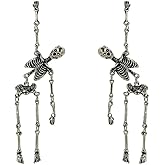 Skeleton Skull Dangle Drop Earrings for Woman Men Spooky Skull Skeleton Dangle Earrings Punk Gothic Earrings Halloween Costume Accessories Hypoallergenic Jewelry