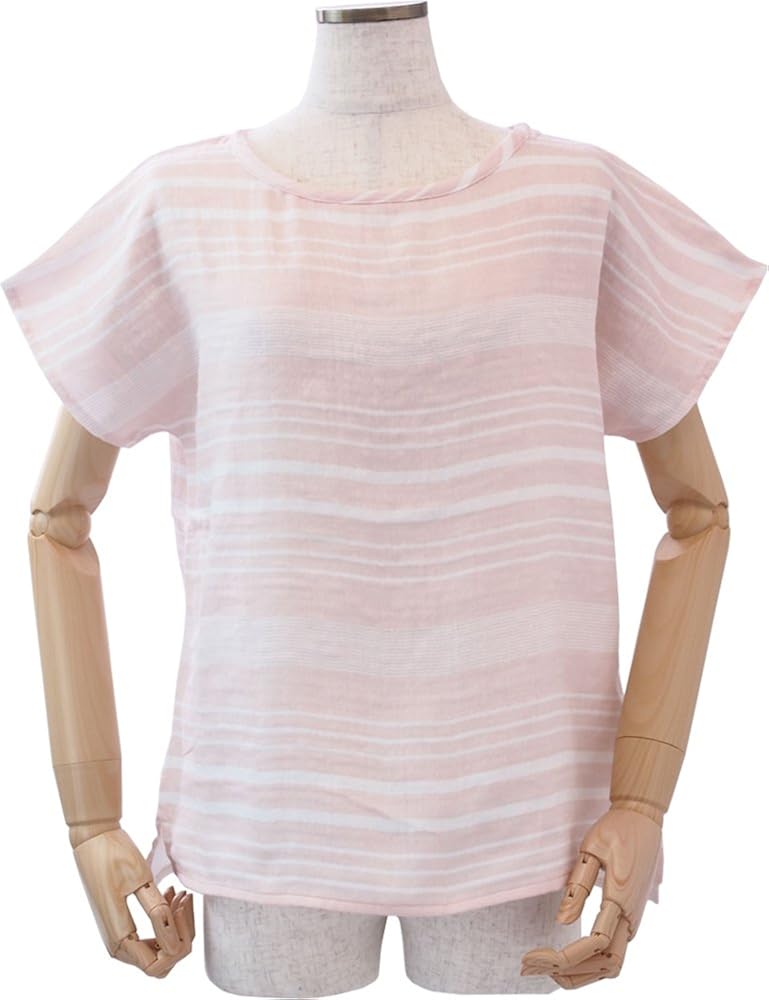 現金特価 内野 Uchino ウチノ マシュマロガーゼ ランダムボーダー Tシャツ ルームウェア B06xsbgx5z ピンク L Studioweb Com