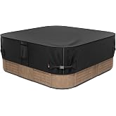 iBirdie Outdoor Waterproof Hot Tub SPA Cover 85 x 85 inch 7 x 7 ft | Black, Fit 84 x 84, 83 x 83, 600D, Heavy Duty, Weatherproof, Square, Protectors Cap