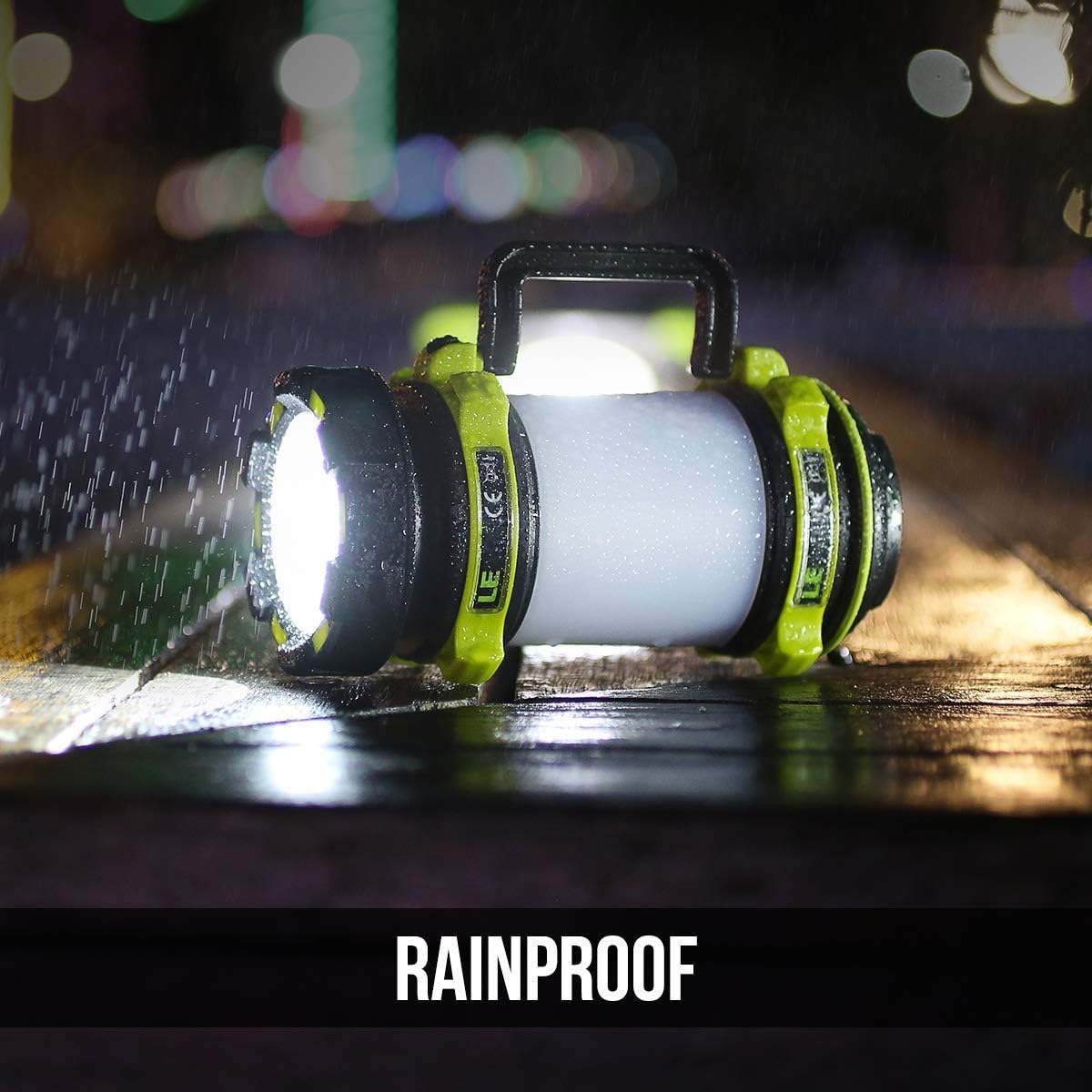 LE LED Camping Lantern Rechargeable, Brightest Flashlight with 500LM, 4 Light Modes, 2600mAh Power Bank, IPX4 Waterproof, Perfect for Hurricane Emergency, Outdoor, Hiking and Home, USB Cable Included: Sports & Outdoors