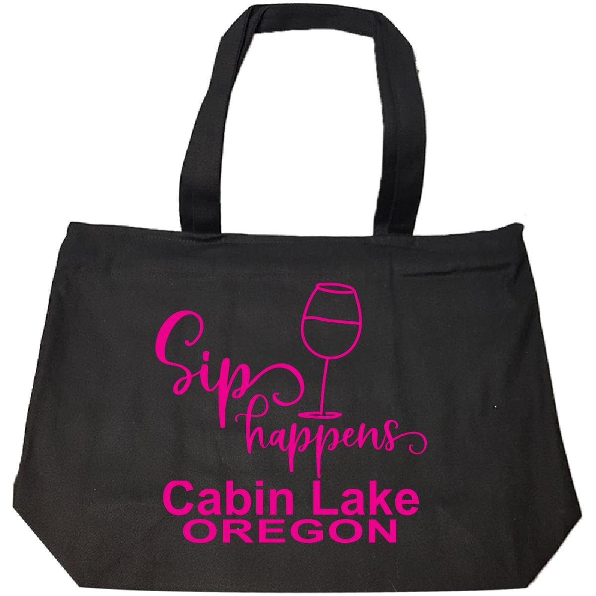 Amazon Com Sip Happens Cabin Lake Oregon Wine Drinker Tote
