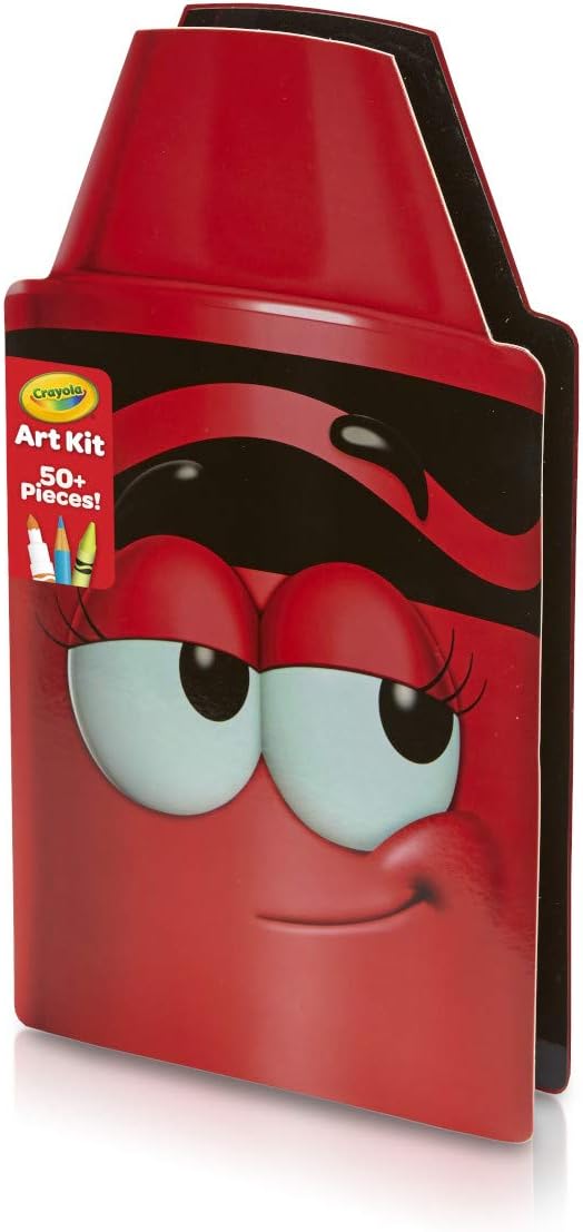 Crayola Tip 50 Piece Art Kit, Scarlet Art Gift for Kids 5 & Up, Includes Crayons, Pip-Squeaks Markers, Colored Pencils, Paper Sheets & Dual-Purpose Sharpener In Crayola Tip Character Travel Case: Toys & Games