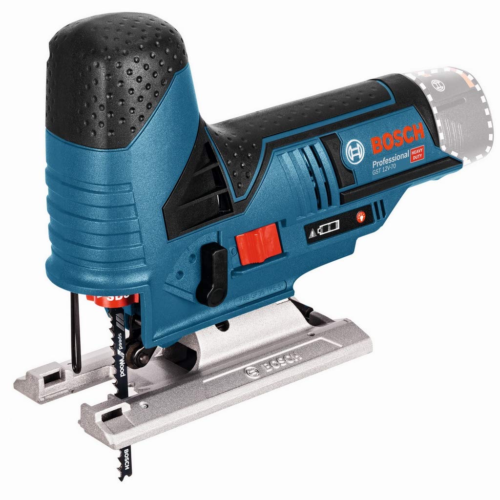 Bosch Professional 12V System Akku Stichsäge GST 12V-70 (Schnitttiefe in Holz: 70mm, inkl. 2x Sägeblatt, Gleitschuh, Spanreißschutz, L-BOXX, ohne Akku/ Ladegerät) 2