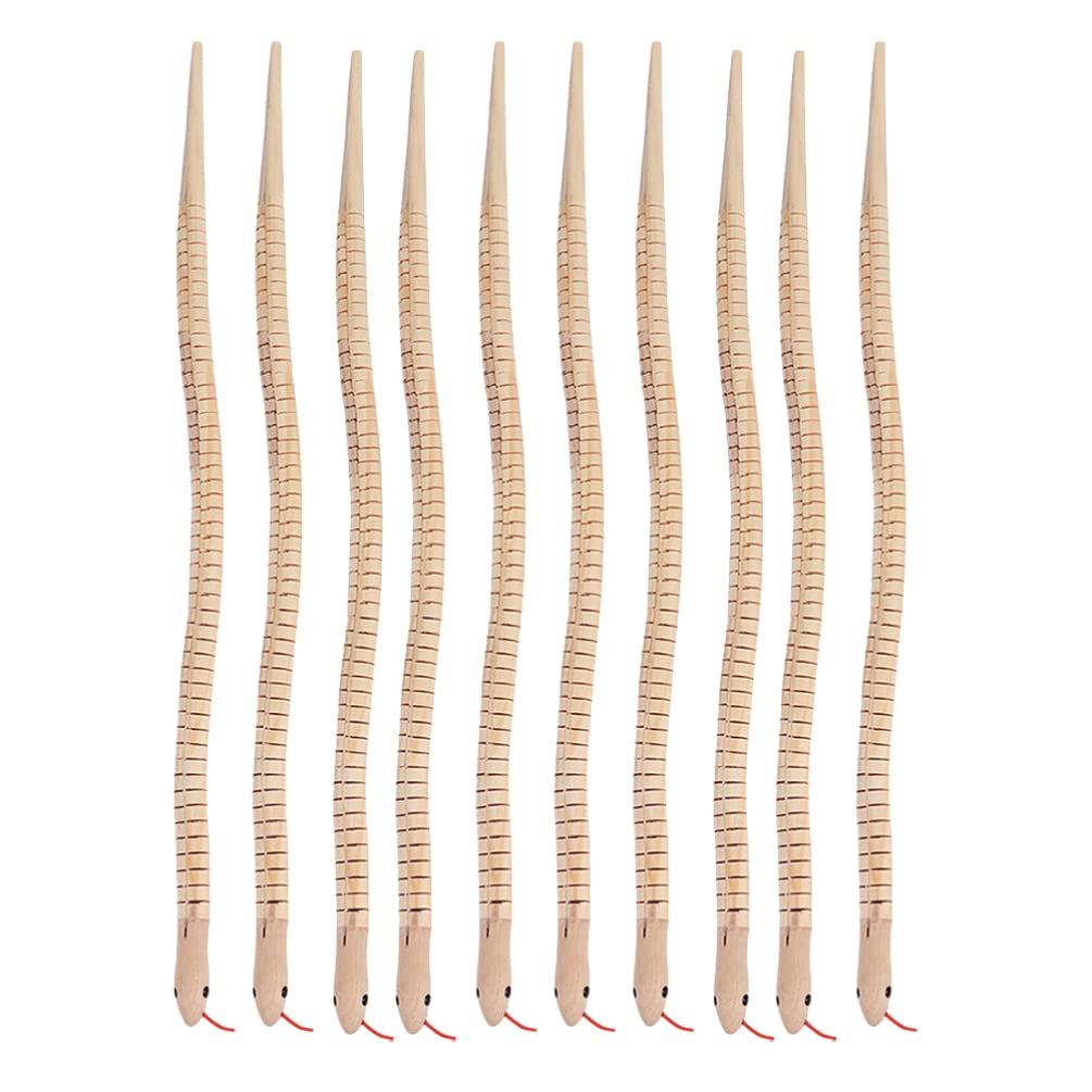 TOYANDONA 10 Pieces Flexible Snakes Natural Wood Snakes Articulated Snake Toy Set Unfinished Wooden Unpainted Snake Model Toy Fidget Toy Cute,30x1.5cm