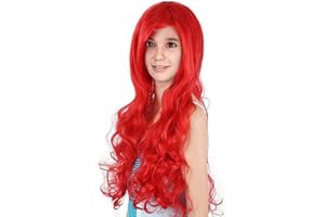 Joy Join Little Girls Princess Mermaid Costume Red Wigs for Little Girls Birthday,Halloween,Christmas Party