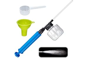 LURKA 19" Powder Duster Sprayer with Push-Pull Air Pump for Diatomaceous Earth, Delta Dust,Stainless Steel Rod, Transparent Tank, Manual Powder Applicator for Indoor and Outdoor Use (Blue 250ml（1Set）)