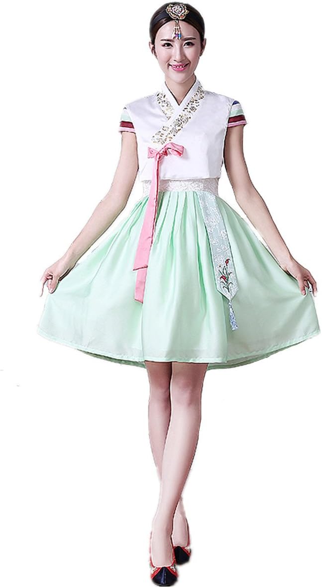 XINFU Women Korean Traditional Short Sleeve Hanboks Dancing Dress Cosplay Costume