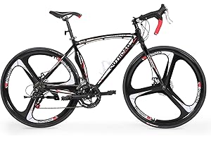 MarKnig Road Bike 14-21Speed 700C Wheel with Light Aluminum Alloy Frame Commuter Bicycle with Dual Disc/V Brakes for Women and Men Black,White,Blue,Red