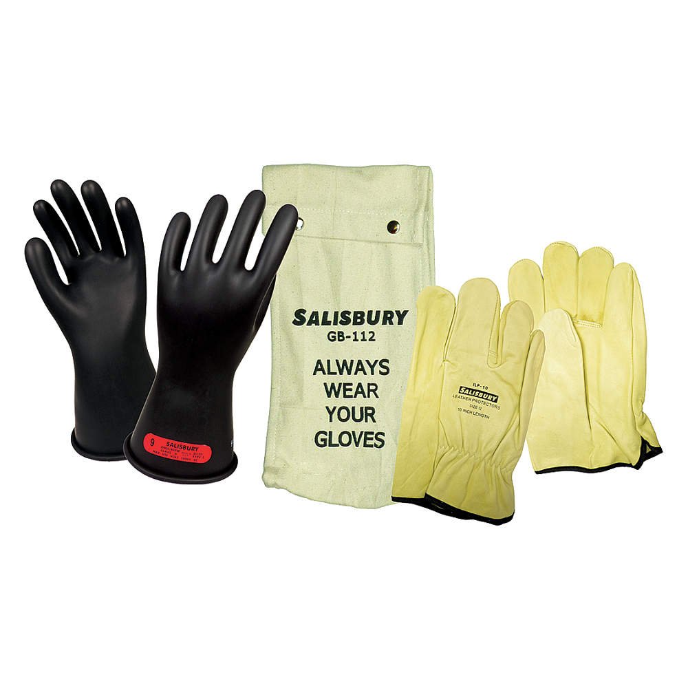 Salisbury GK011B/12 Black Electrical Glove Kit, Natural Rubber, 0