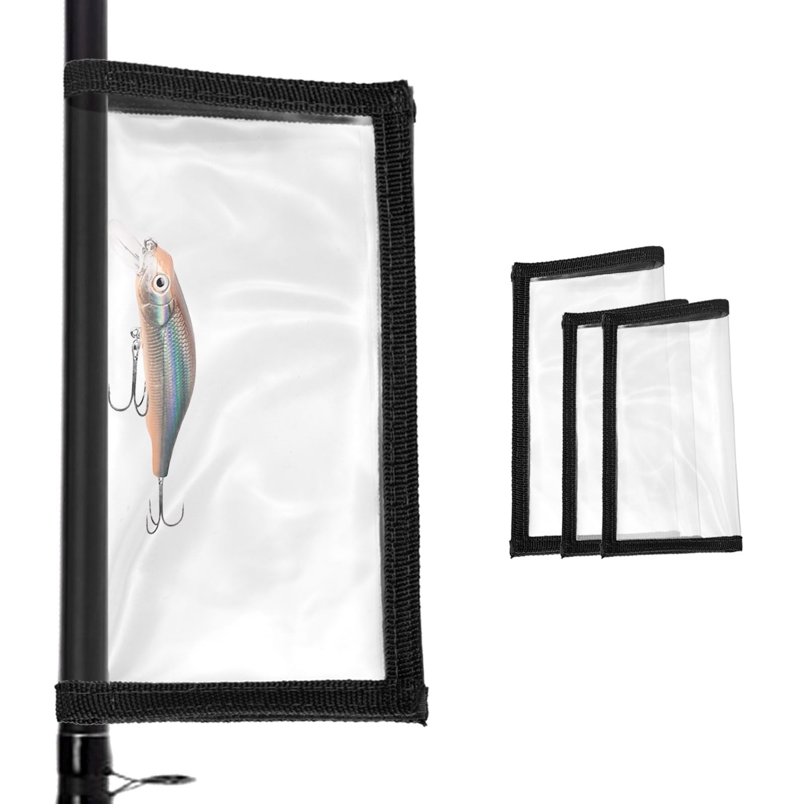 PATIKIL Fishing Lure Wrap 2 Size, 4 Pack Durable Clear PVC Lure Covers Fishing Hook Covers Bait Storage Easily See Lures Keep Fishing Safe, Black