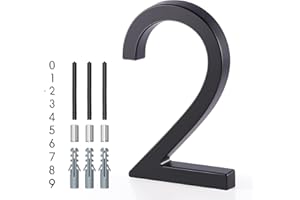 Floating House Number 2, YIPLED 6 Inch Modern House Numbers for Home, Mailbox, Street (Black)