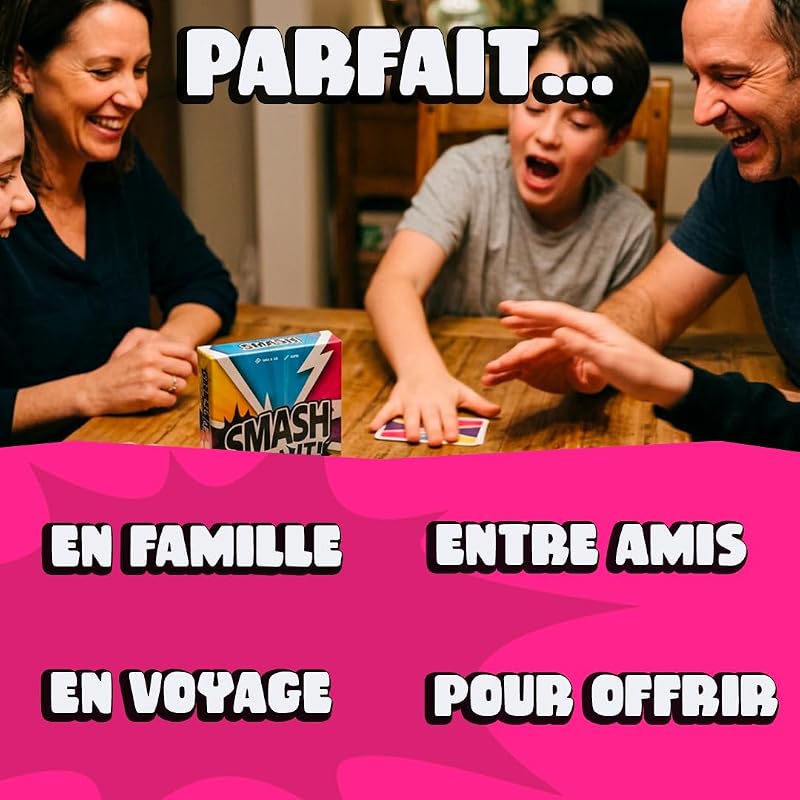 Smash It - Jeu de société Famille et Amis - Jeu de Cartes Rapidité et Ambiance - 2 à 8 Joueurs - 10 Min - Idée Cadeau - Format Voyage