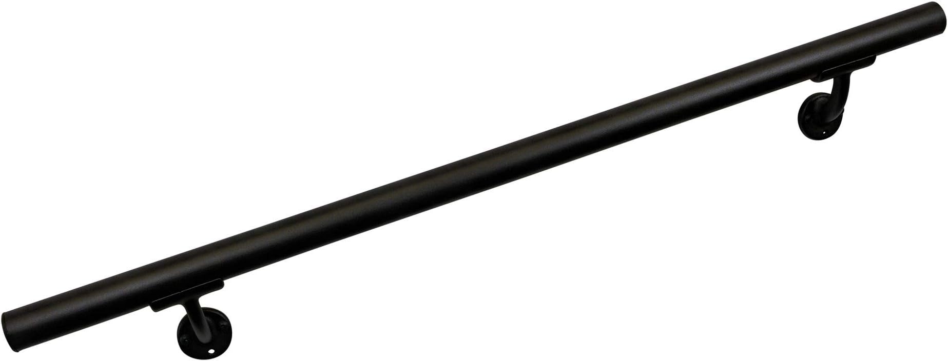 Aluminum Handrail Direct OHR 7' Handrail Section with Mounts - Black Sand - Stair Hand Rail - USA Made Railing- Easy To Install Handrails for Outdoor & Indoor Stairs, Porch & Deck Stair Hand Rail