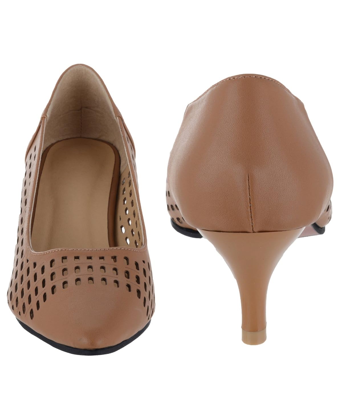 sherrif shoes tan low heeled pumps