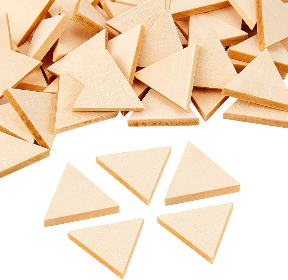 OLYCRAFT 100PCS Unfinished Wood Triangle Natural Unpainted