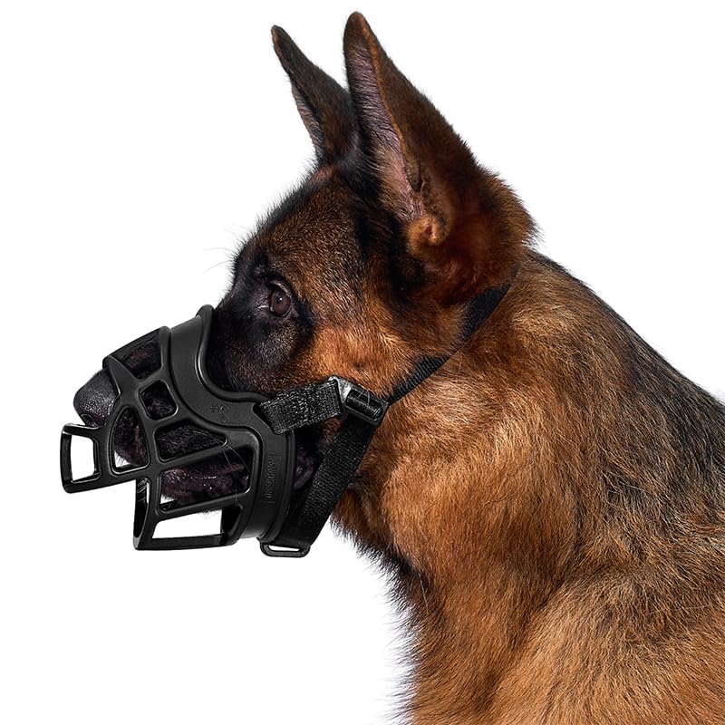 Onetigris Dog Muzzle,Soft Basket Silicone Muzzles for Small Medium Large Dogs,Humane Cage Mouth Cover, Perfect for Grooming and Training Medium, Large Aggressive Reactive Dogs(XXL)