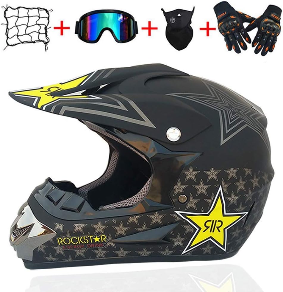 Motocross Helmet Beach Racing Helmet Mountain Bike All-Around Helmet Adult Men And Women (Gloves, Goggles, Masks, Set Of 4)