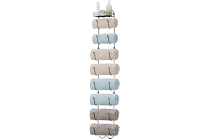 URBAN DECO Wall Mount Metal Wire Towel Storage Shelf Organizer Rack Holder with 9 Compartments, Shelves for Bathroom Towels Towel Rack Holder Wall Mount Towel Holder Towel Rack Towel Rack Organizer Black