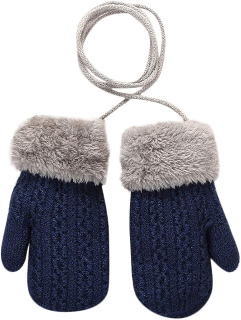 DFVVR Toddler Winter Fluffy Knitted Gloves Thickened Thermal Knitted