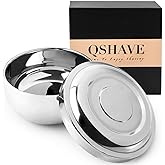 QSHAVE Stainless Steel Shaving Bowl with Lid 4 Inch Diameter Large Deep Size Chrome Plated Shinning Finish