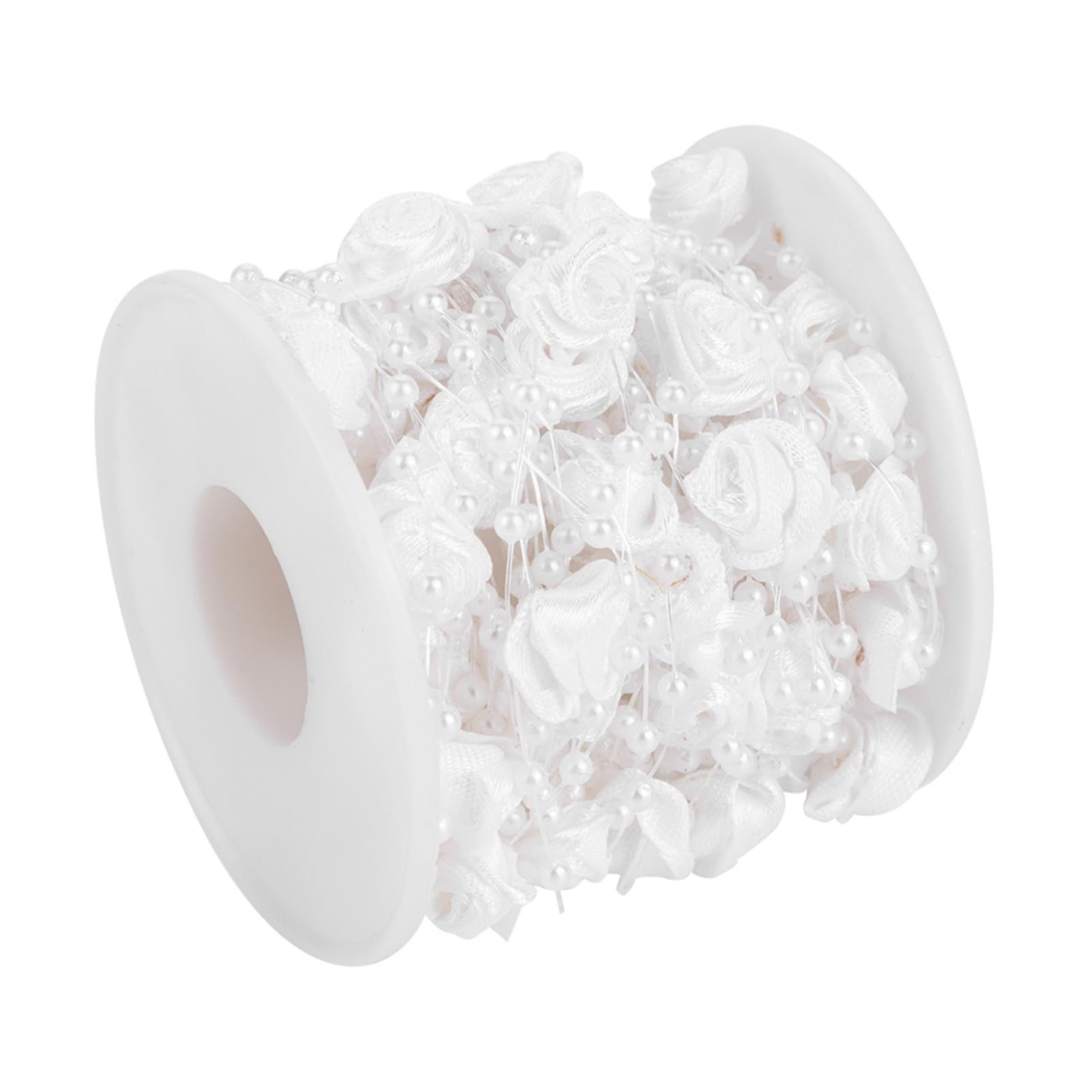 Hilitand Artificial Beads Garland String DIY Wedding Decoration, Faux Crystal Beaded 10 m/Roll 3 mm (White)