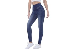 Chasehot Pull on Skinny Jeans for Women, Stretchy High Waisted Leggings Trendy Tummy Control Demin Jegging with Pockets