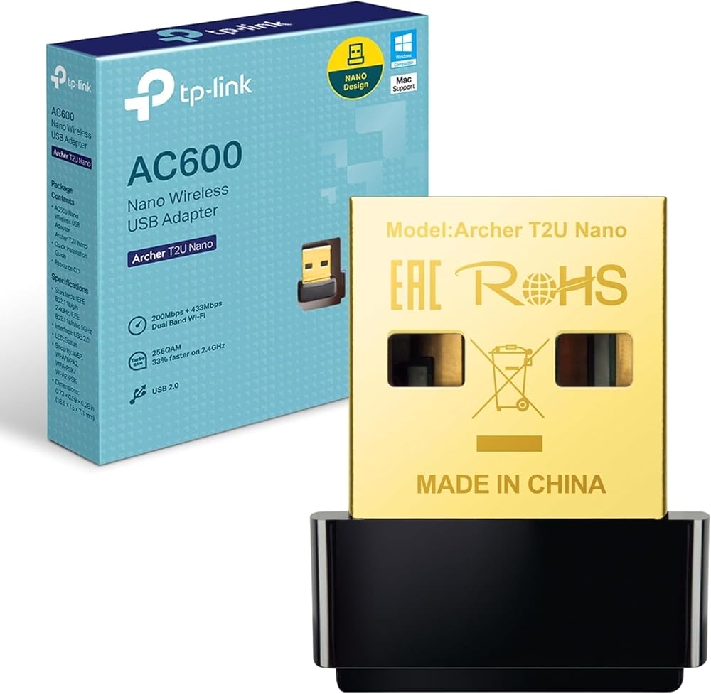 TP-Link Archer T2U Nano AC600 Wireless USB WiFi Adapter Dual Band 5GHz PC Laptop