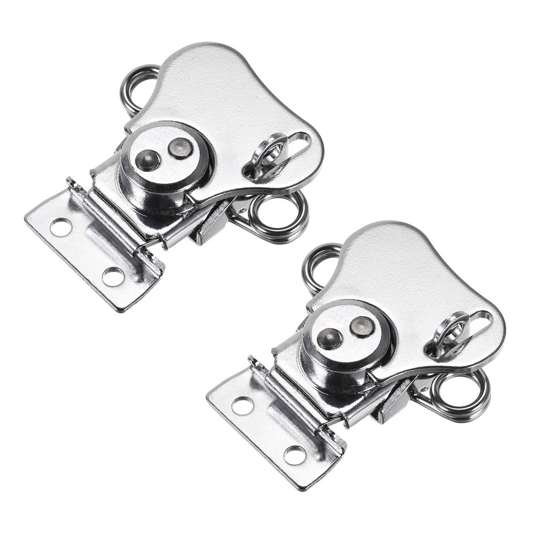 sourcing map 1.65-inch Iron Spring Loaded Butterfly Twist Latch Keeper Toggle Clamp with Padlock Hole for Case Box - 2 Pcs (Silver)