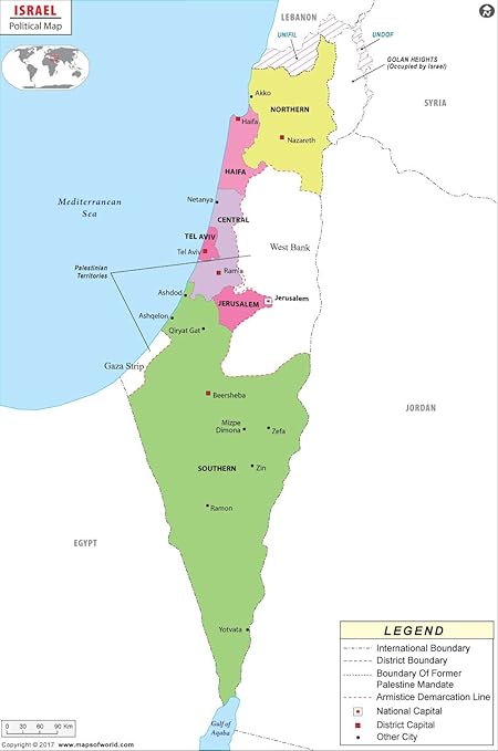 Amazon Com Israel Political Map Laminated 36 W X 54 29