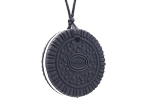 LEEYEAN Chew Necklaces for Sensory Kids, Silicone Chewable Pendant for Autism, Chewing, ADHD, SPD, Sensory Oral Motor Aids for Boys and Girls, Chewy Toy for Adults (Black)